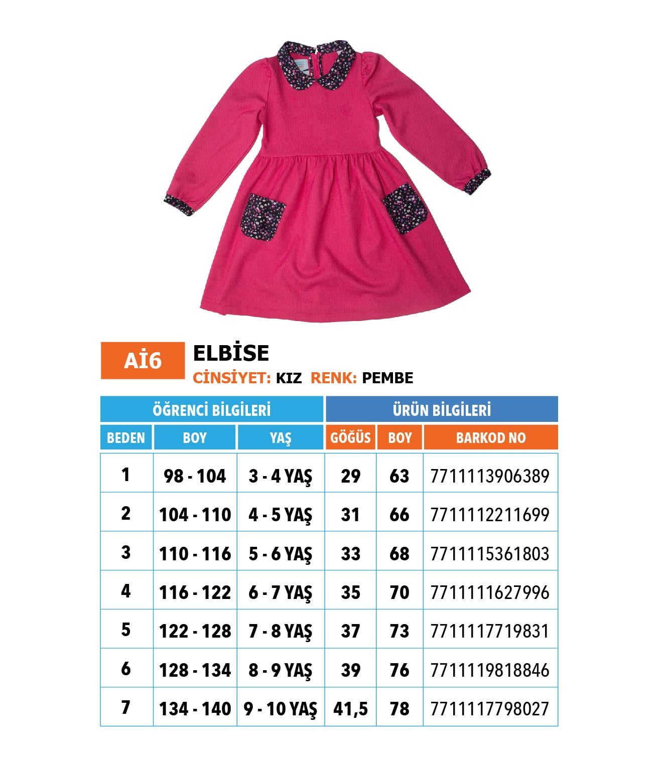 Okul Öncesi Elbise/ Pembe