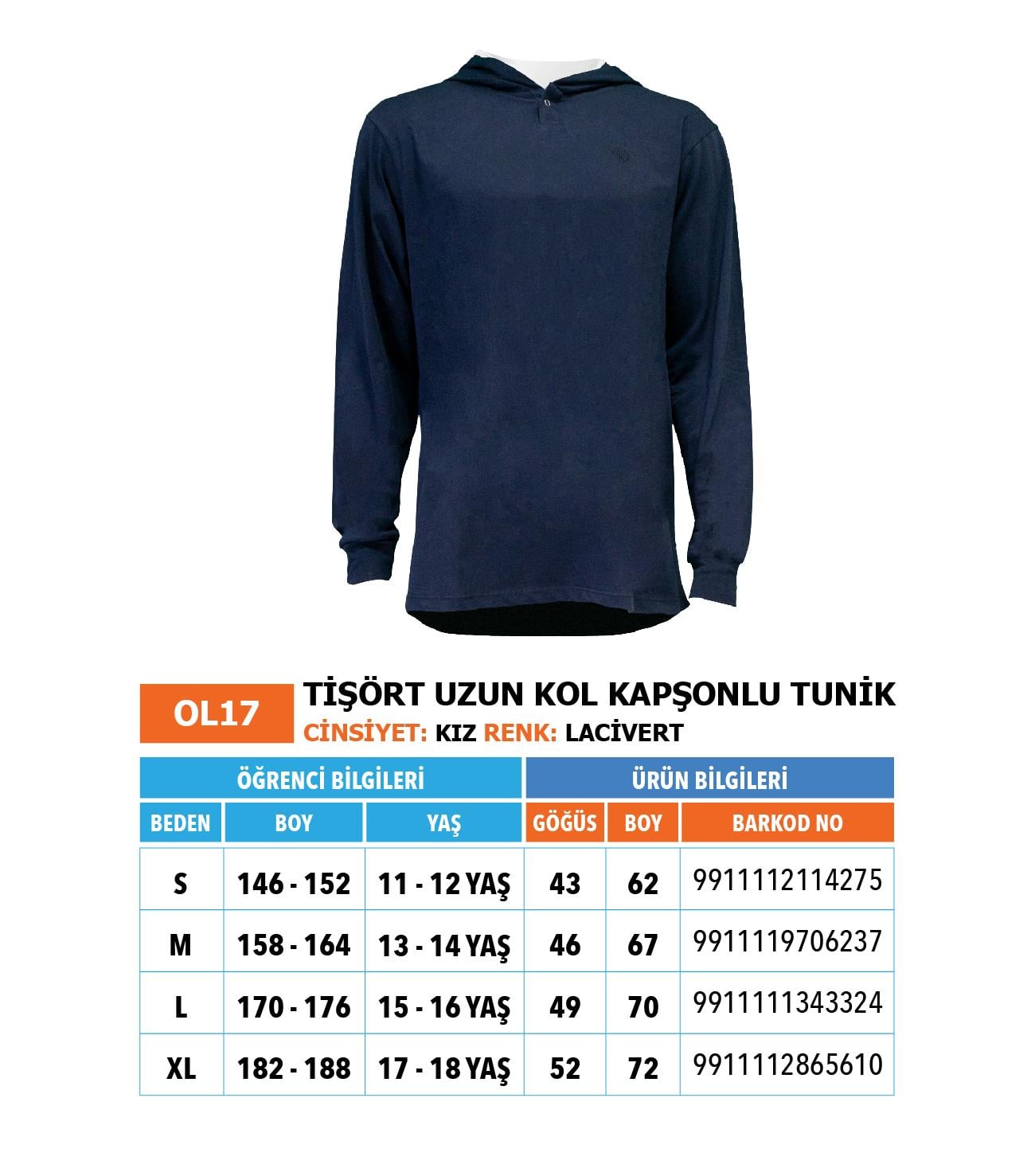 OO/Lise Kapşonlu Tshırt Tunik U.k Laci