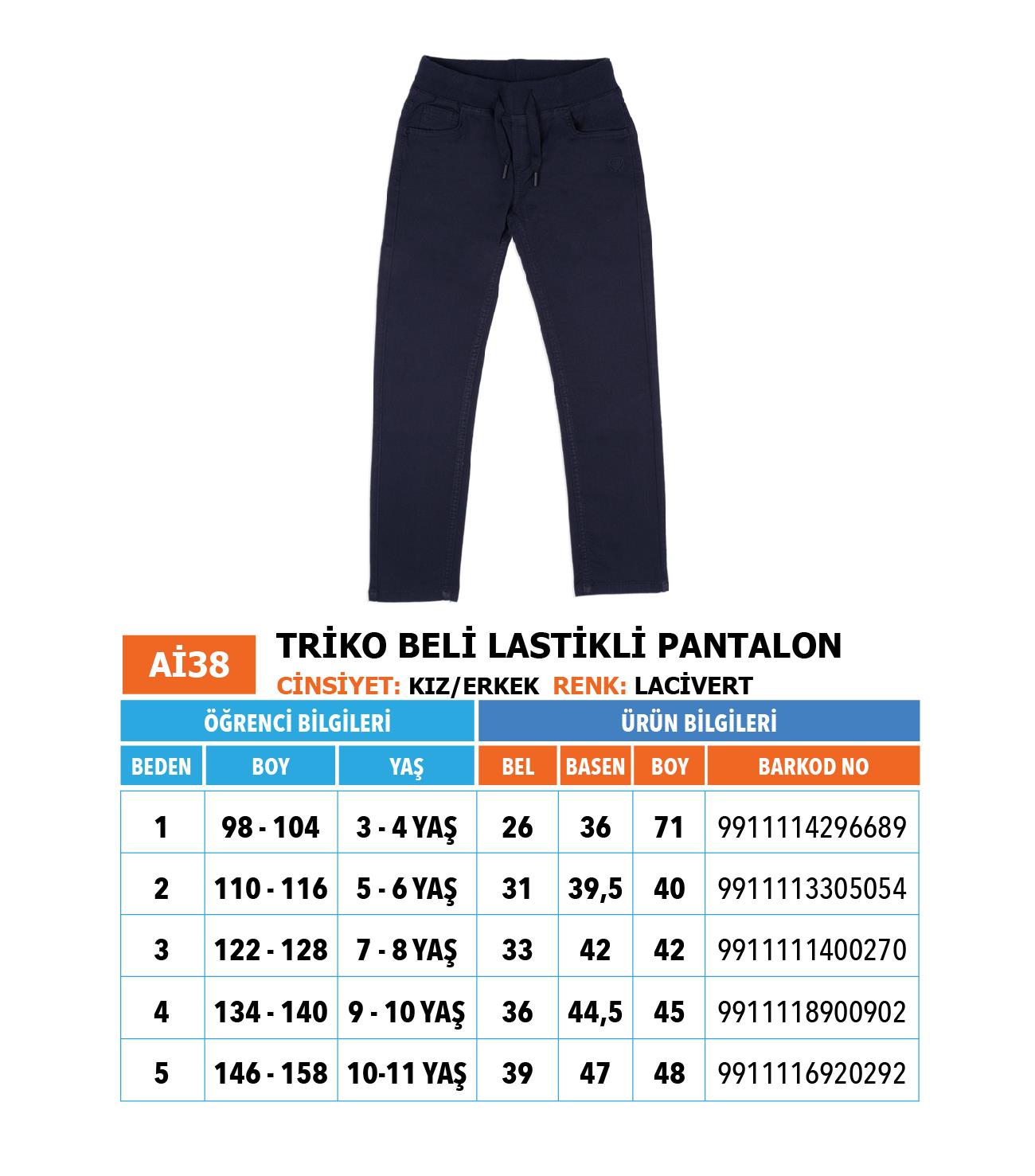 Ana-İlk Pantolon Lastikli/ Lacivert