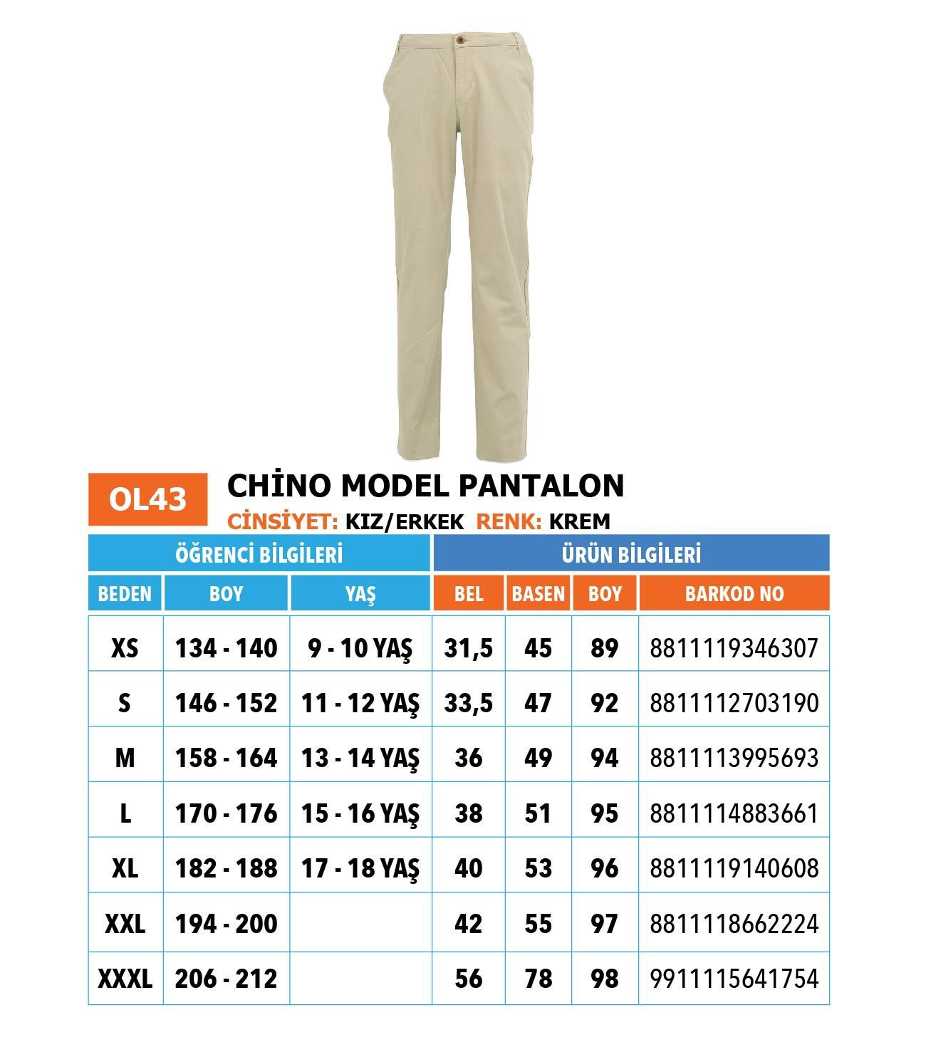 OO/Lise Chino (Model)/ Pantolon/ Krem