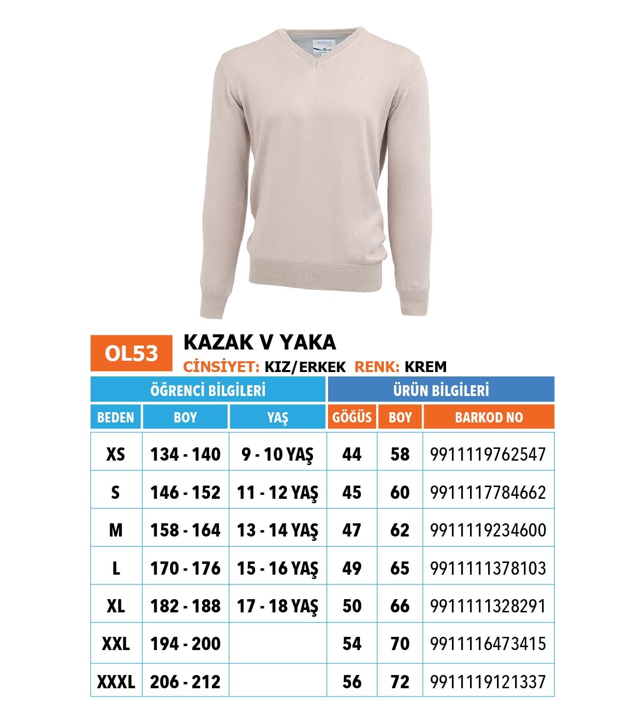 OO/Lise Kazak/ uzunkol/ Krem