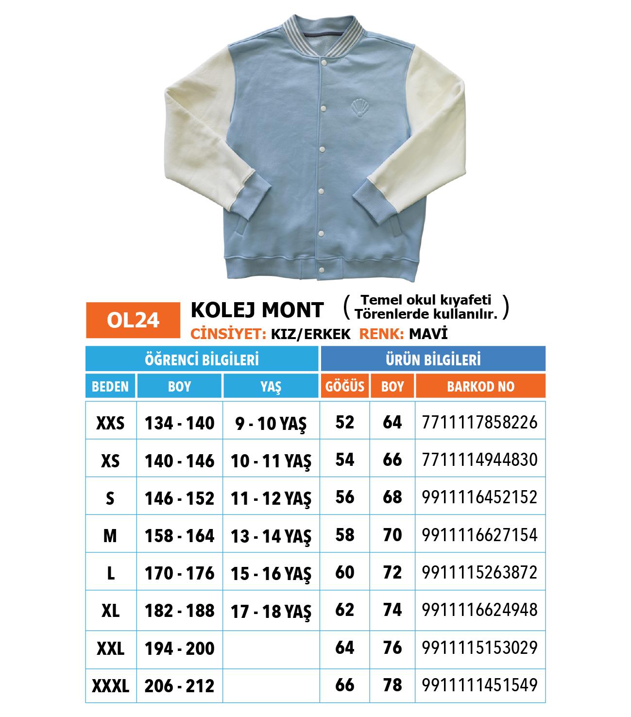 OO/Lise Kolej Mont/ Mavi Beyaz