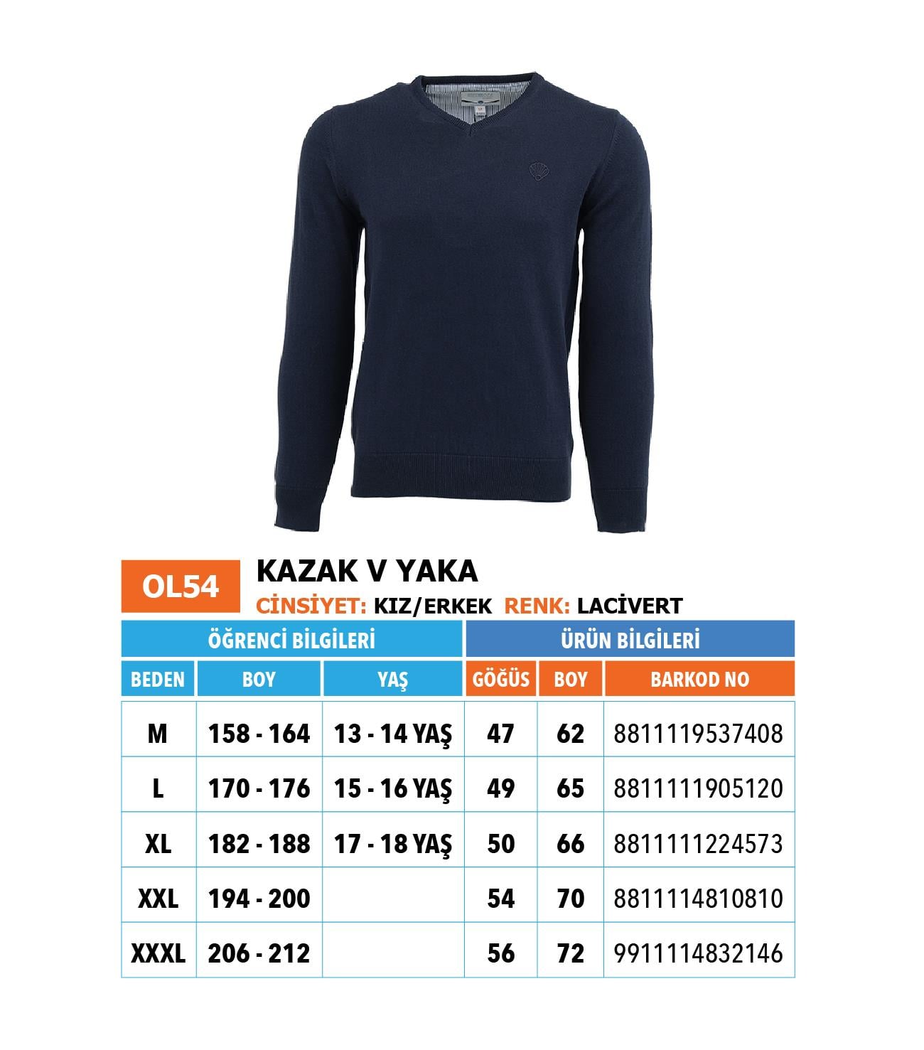 OO/Lise Lise Kazak/ Uzunkol/ Lacivert