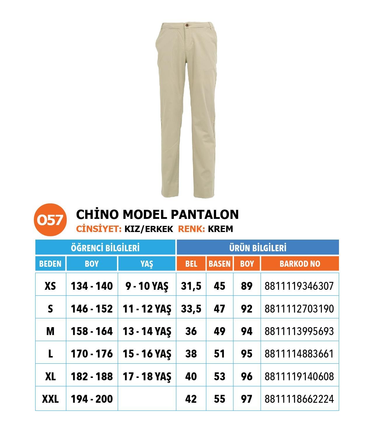 Ortaokul Krem Pantolon