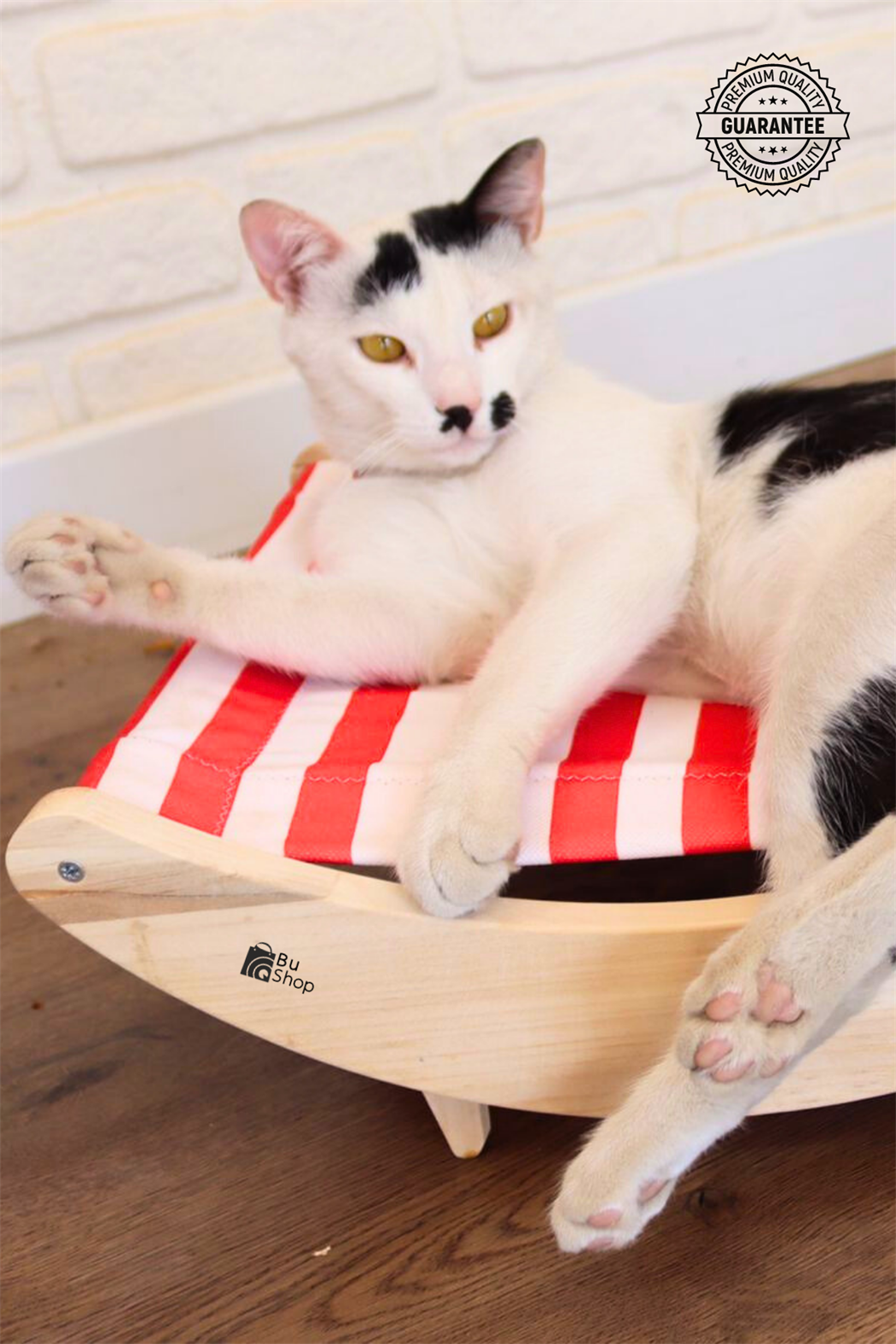  Kedi Köpek Yatak ve Hamak  Çok amaçlı  BuShop Yüksek Kaliteli Kumaş Doğal Ahşap  Modern Kırmızı