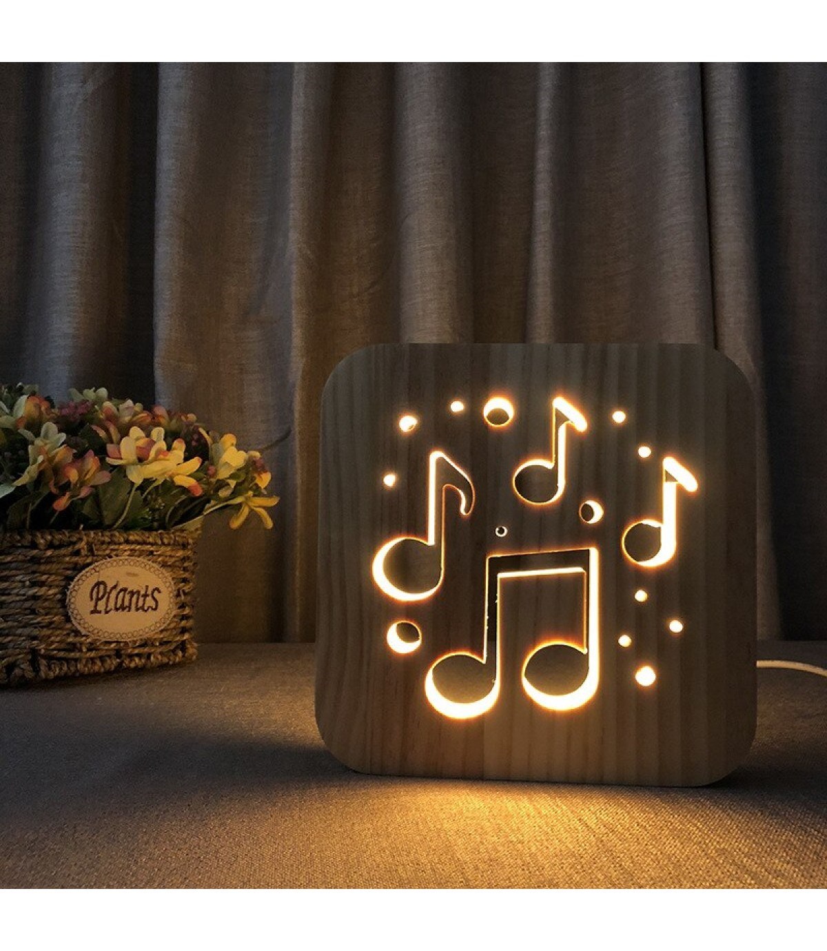 Ahşap 3d yaratıcı led gece lambası, doğal, yenilikçi ofis, ve oda dekoru, müzik, sanat, hobi