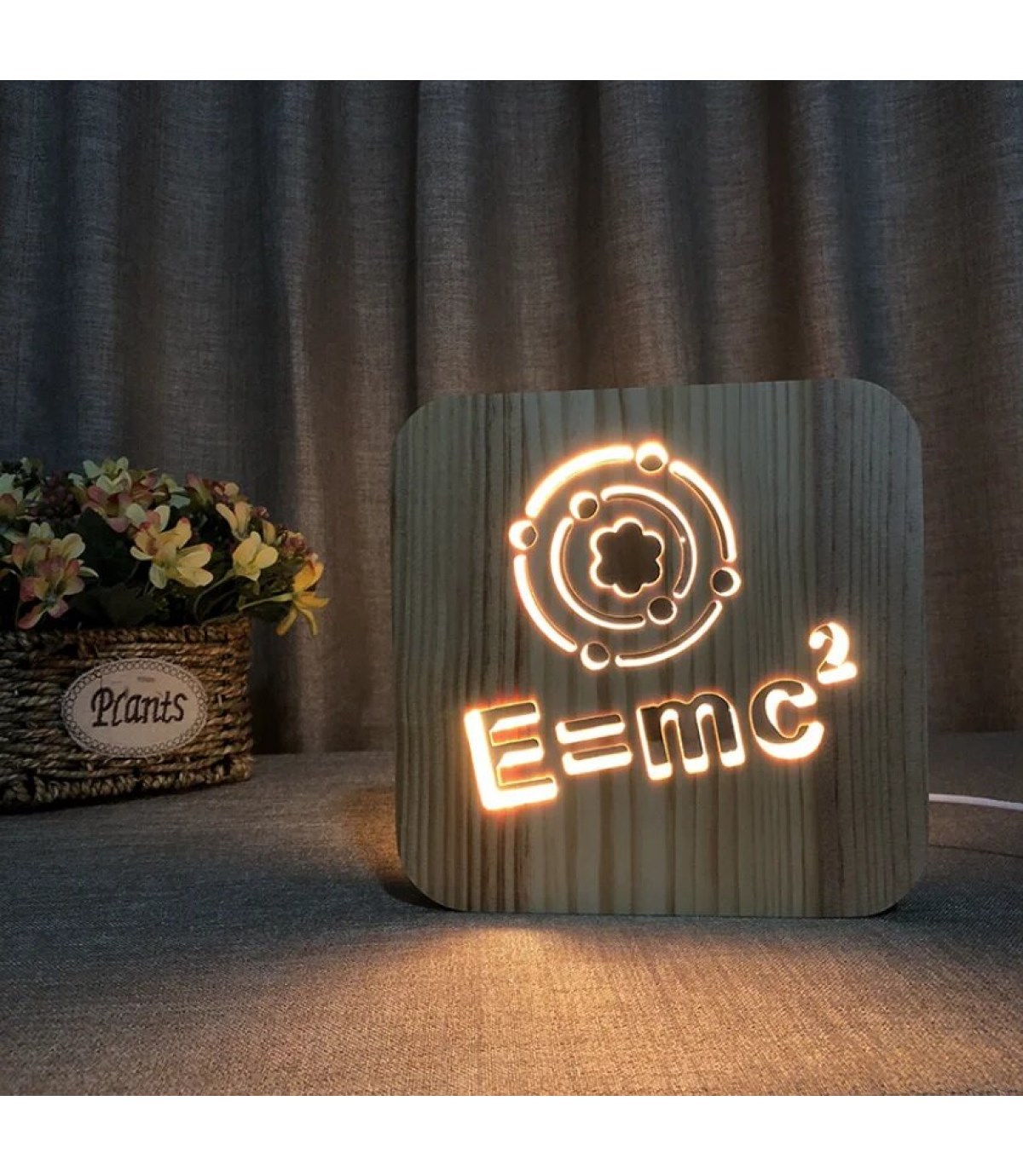 Ahşap 3d yaratıcı led gece lambası, doğal, yenilikçi ofis, ve oda dekoru, matematik, fizik,öğretmen