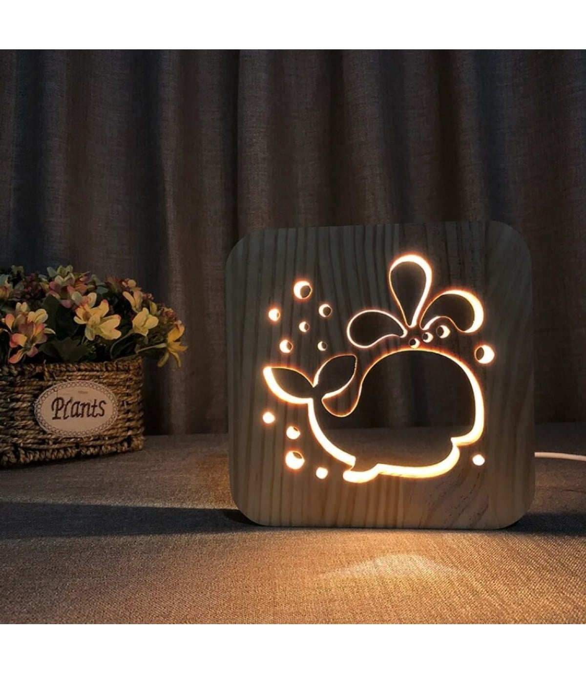 Ahşap 3d yaratıcı led gece lambası, doğal, yenilikçi ofis, ve oda dekoru, Tombul yunus balığı dekor