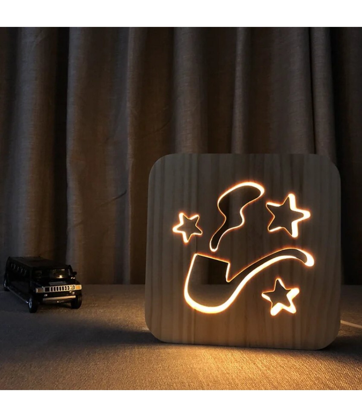 Ahşap 3d yaratıcı led gece lambası, doğal, yenilikçi ofis, ve oda dekoru, pipo, klasik, modern