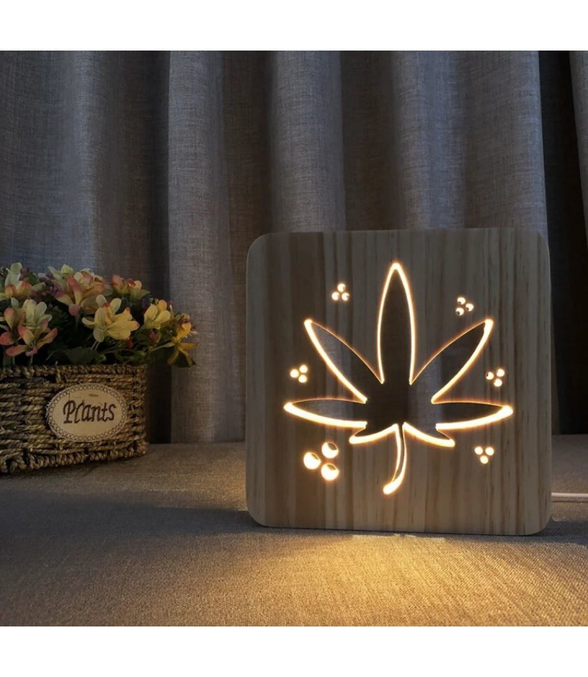 Ahşap 3d yaratıcı led gece lambası, doğal, yenilikçi ofis, ve oda dekoru, yaprak, doğa,oda süsü