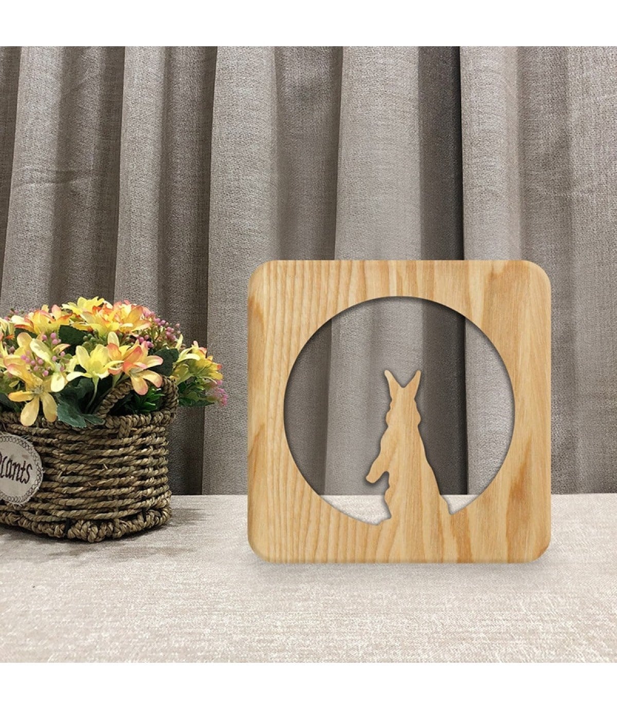 Ahşap 3d yaratıcı led gece lambası, doğal, yenilikçi ofis, ve oda dekoru, sevimli sincap dekorlu