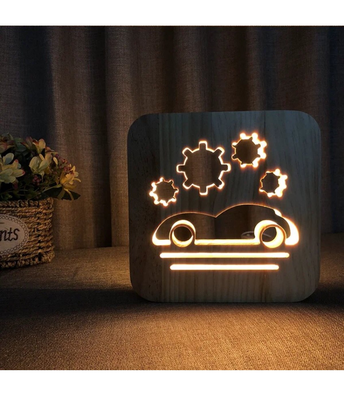 Ahşap 3d yaratıcı led gece lambası, doğal, yenilikçi ofis, ve oda dekoru, araba, yaratıcı ,inovatif