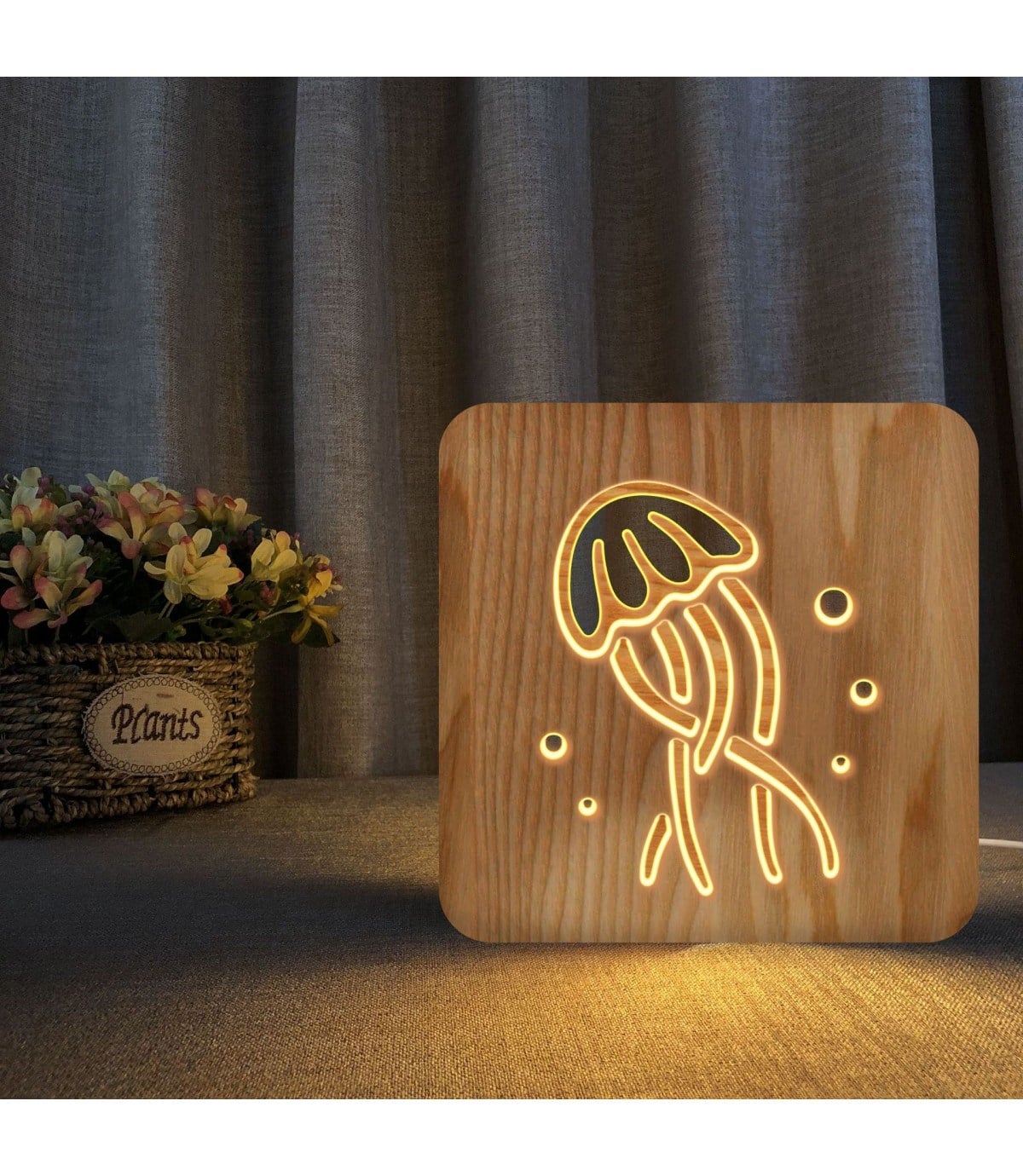 Ahşap 3d yaratıcı led gece lambası, doğal, yenilikçi ofis, ve oda dekoru, Elektrik balığı dekorlu
