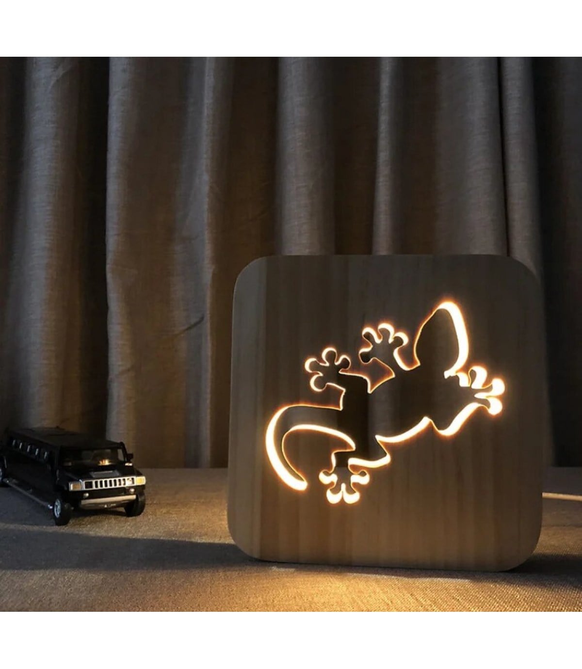 Ahşap 3d yaratıcı led gece lambası, doğal, yenilikçi ofis, ve oda dekoru, Bukalemun temalı