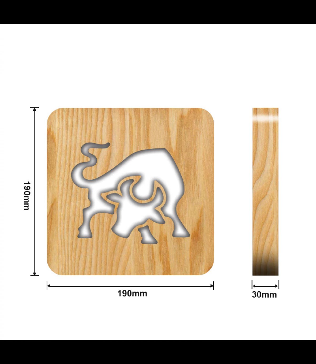 Ahşap 3d yaratıcı led gece lambası, doğal, yenilikçi ofis, ve oda dekoru, Boga dekorlu ahşap led