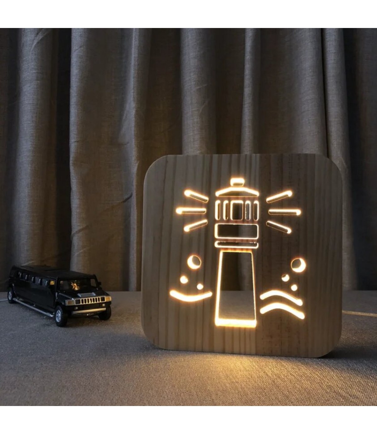 Ahşap 3d yaratıcı led gece lambası, doğal, yenilikçi ofis, ve oda dekoru, deniz feneri, deniz