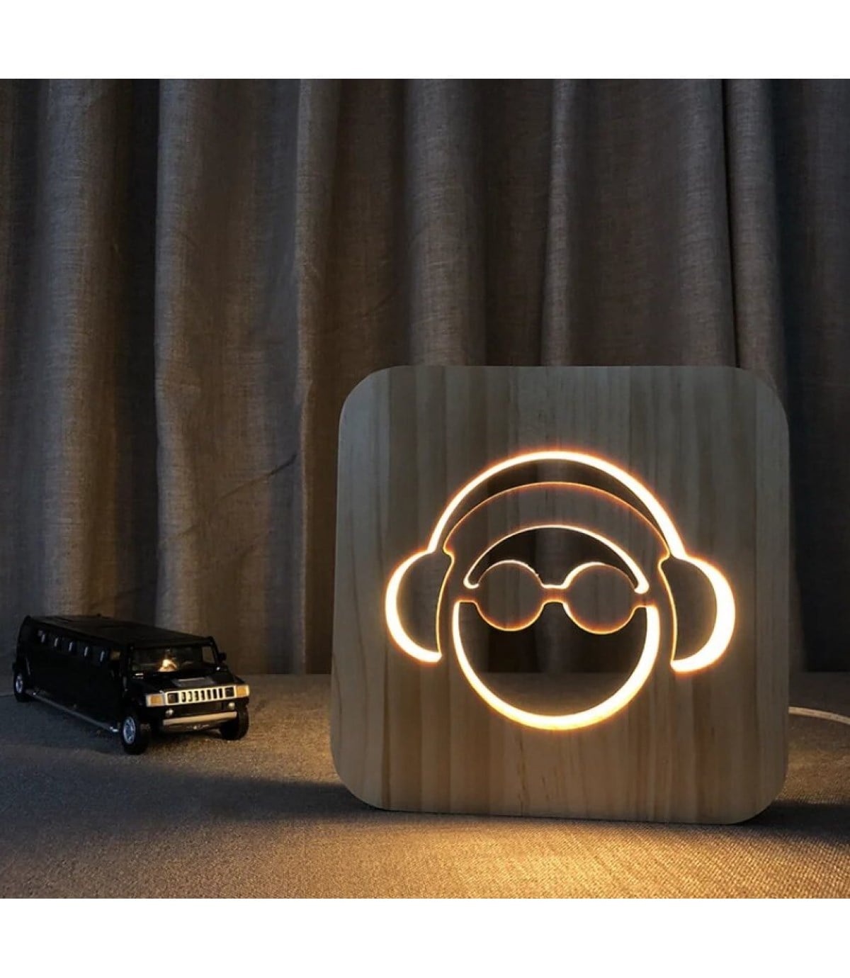 Ahşap 3d yaratıcı led gece lambası, doğal, yenilikçi ofis, ve oda dekoru, müzik fan, rap,rock,r&b