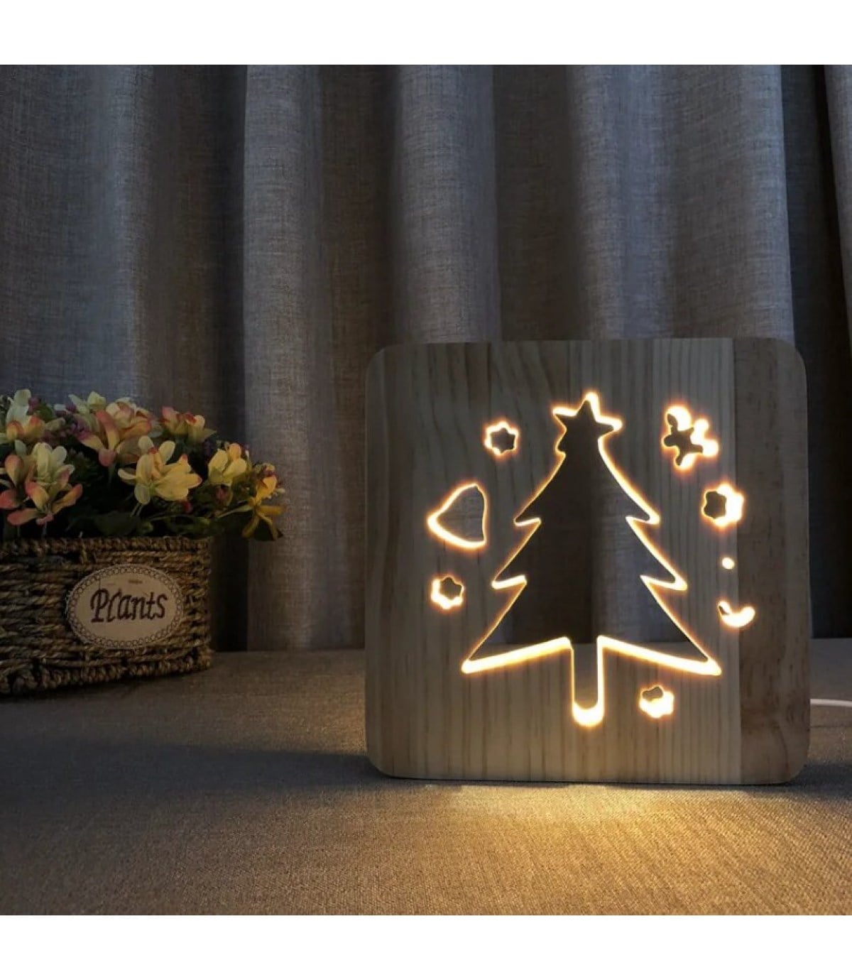 Ahşap 3d yaratıcı led gece lambası, doğal, yenilikçi ofis, ve oda dekoru, çam ağacı, doğa , doğal