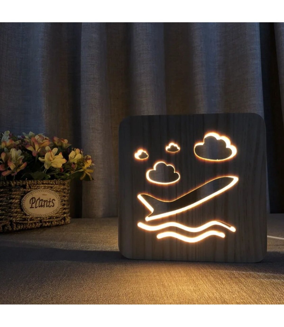 Ahşap 3d yaratıcı led gece lambası, doğal, yenilikçi ofis, ve oda dekoru, uçak, pilot,seyahat