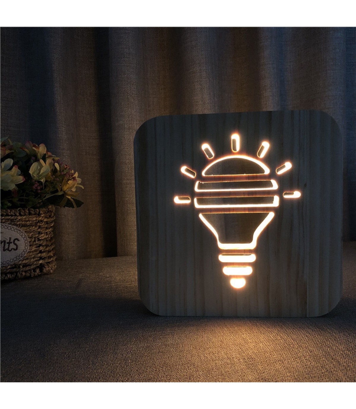 Ahşap 3d yaratıcı led gece lambası, doğal, yenilikçi ofis, ve oda dekoru, yaratıcı, inovatif,doğal
