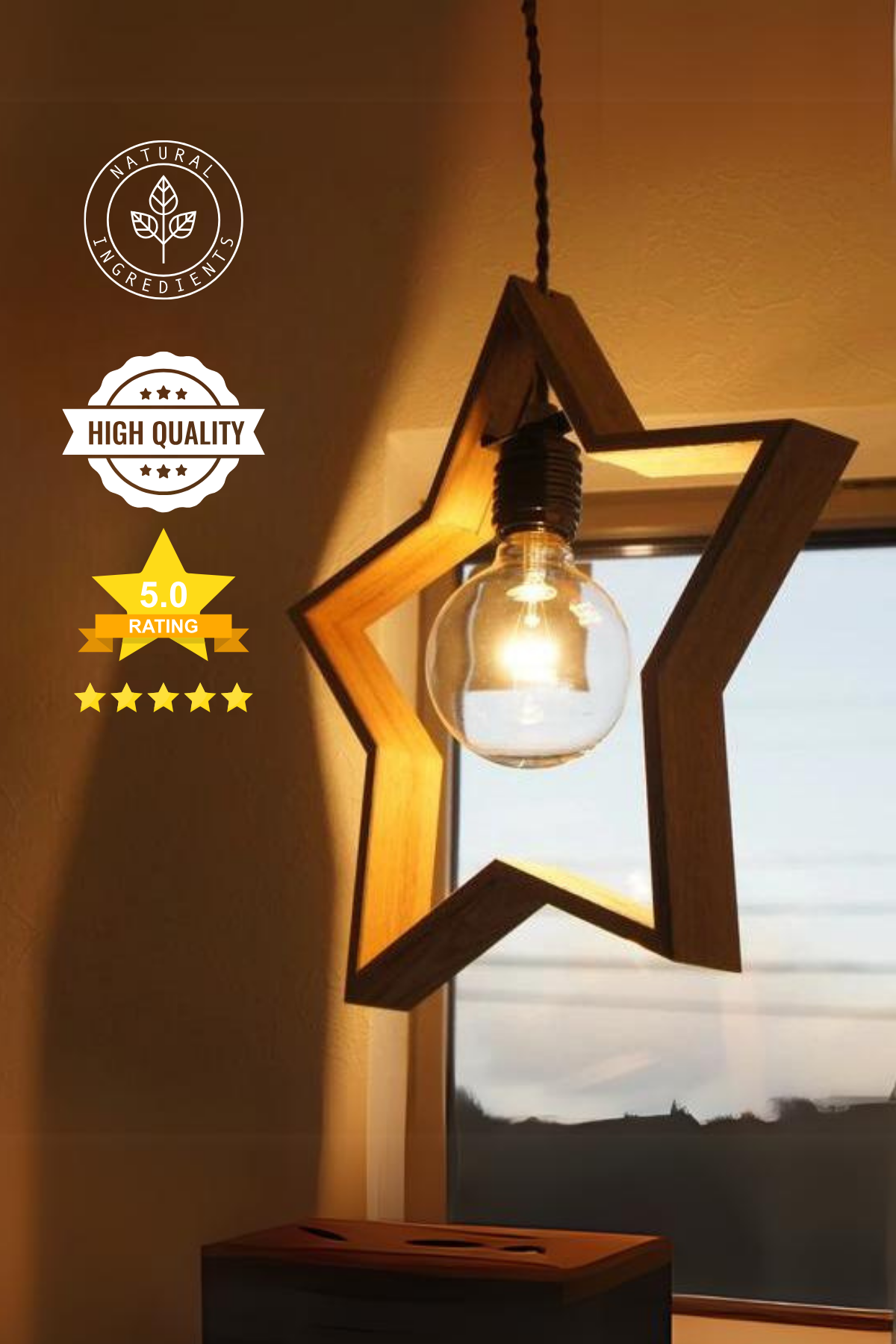 Ahşap Avize Dekoratif Ahşap Rustik Bohem Dekor Ahşap Işık Aydınlatma Modern Star Trend Serisi