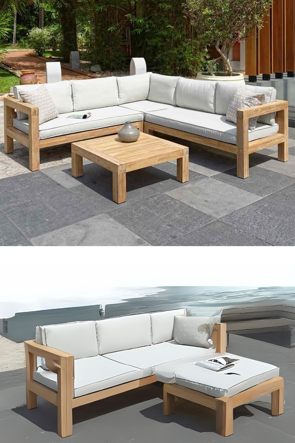 Ahşap Bahçe Köşe Takımı ve Ahşap Sehpa Seti Lignora Serisi