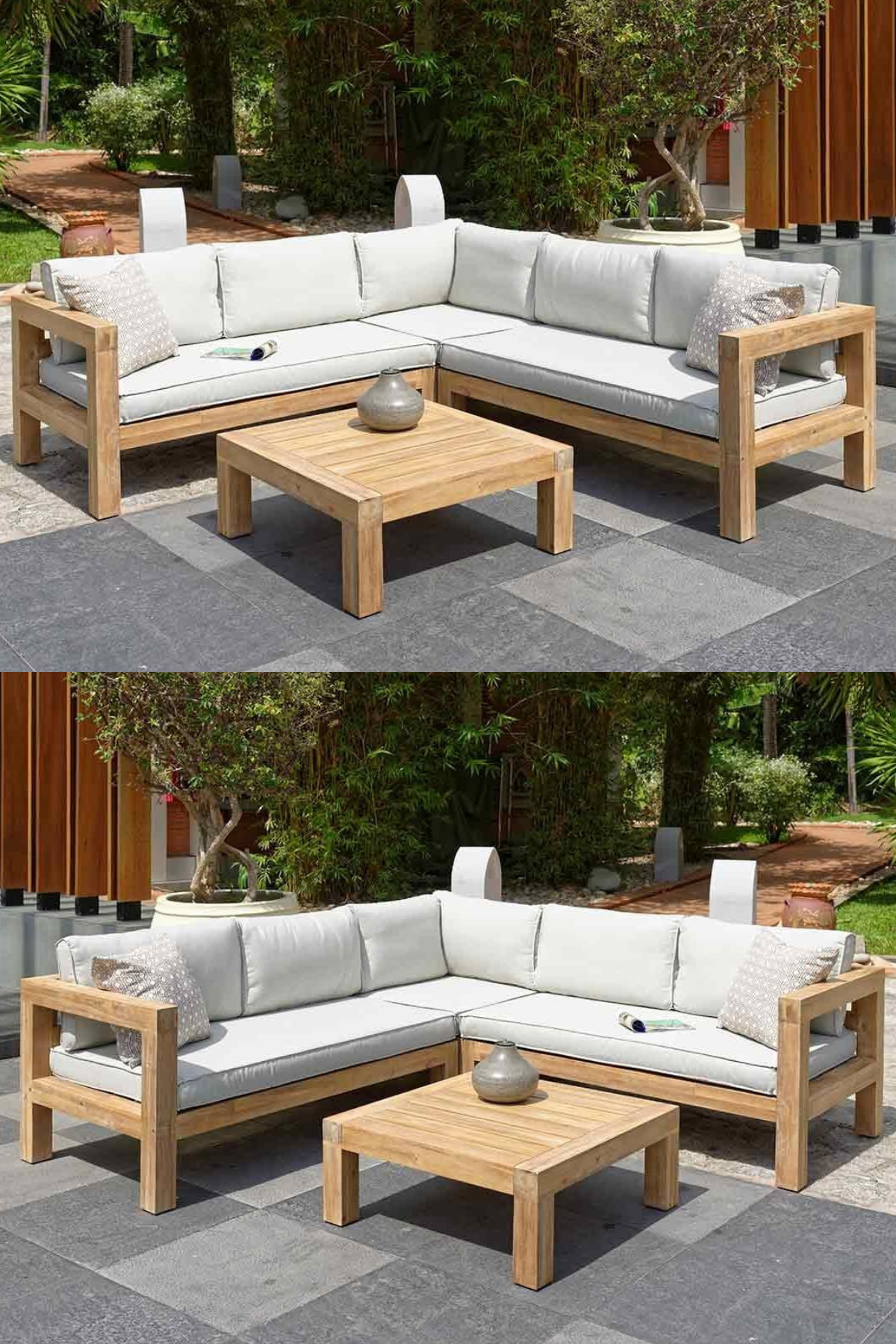 Ahşap Bahçe Köşe Takımı ve Ahşap Sehpa Seti Lignora Serisi