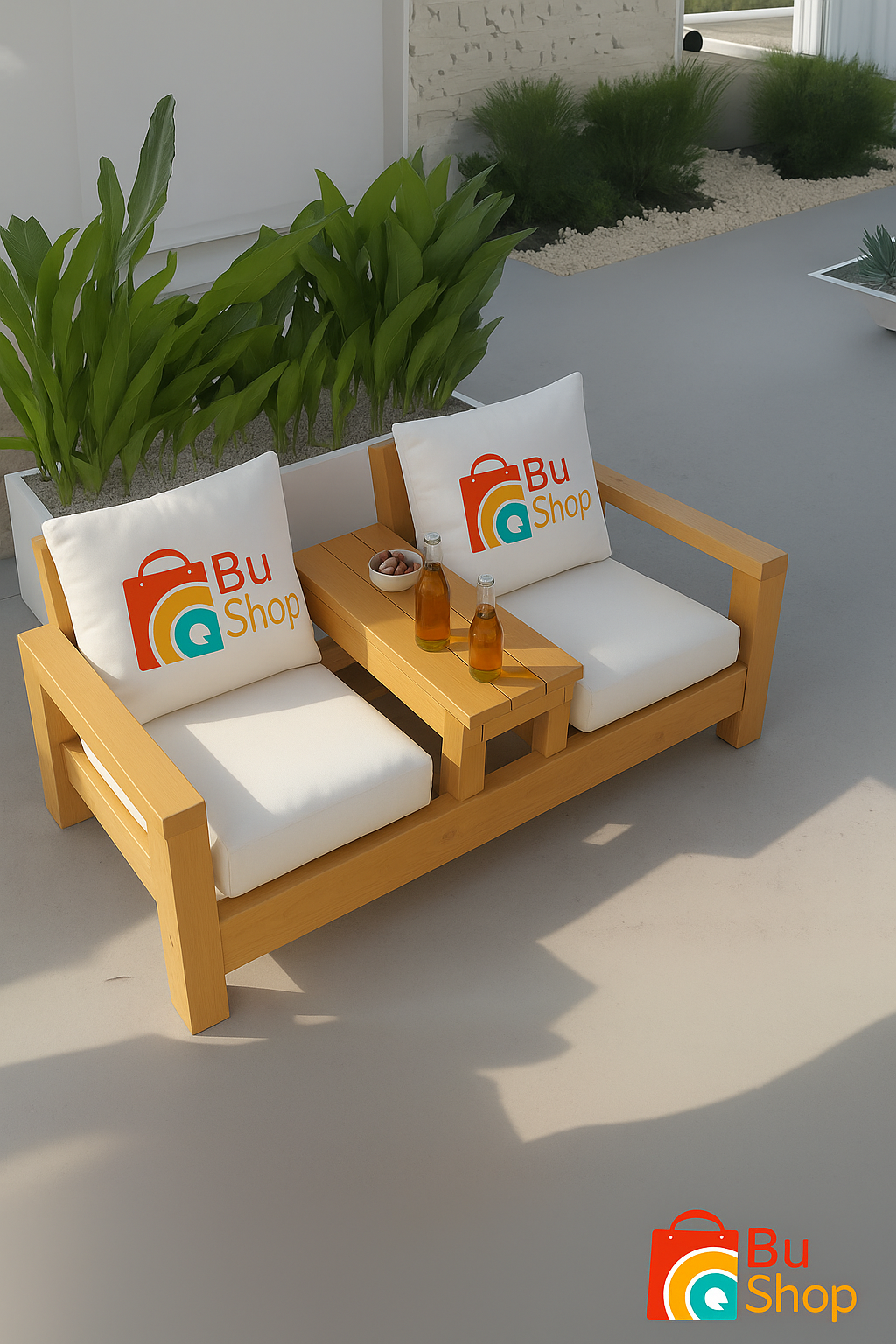 Ahşap Bahçe Mobilyası Ahşap Balkon Mobilyası Auralia İkili Koltuk