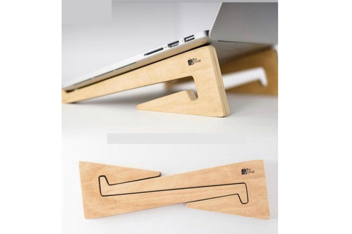 Ahşap Doğal Bilgisayar Laptop Tutucu Aparatı Yükseltici Soğutucu Standı BuShop Çok Amaçlı 