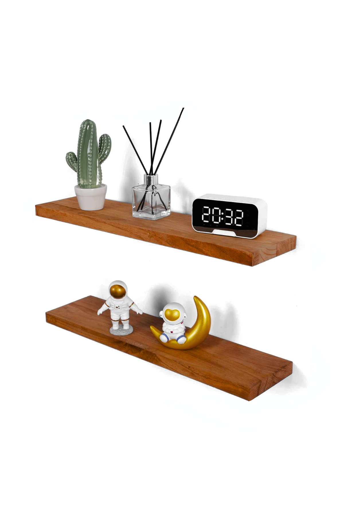 Ahşap Duvar raf 2li Set Çok amaçlı duvar deokratif ahşap raf düzenleyici raf duvar raflar kitaplık rafı  ahşap süs raf mutfak rafı, salon ahşap raf ahşap duvar raf ceviz 70 cm