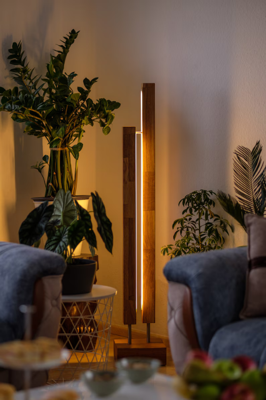 Ahşap lambader ağaç lambader  dekoratif lamba bohem tasarım lambader salon oturma odası kafe  iç aydınlatma