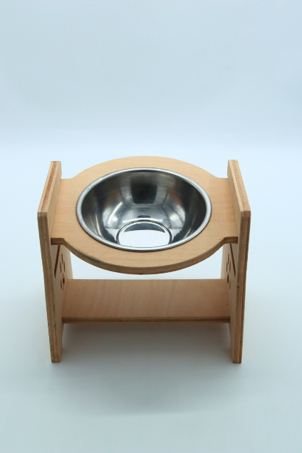 Ahşap mama kabı kedi mama kabı köpek mama kabı ve su kabı çelik kase tekli mişa modeli 