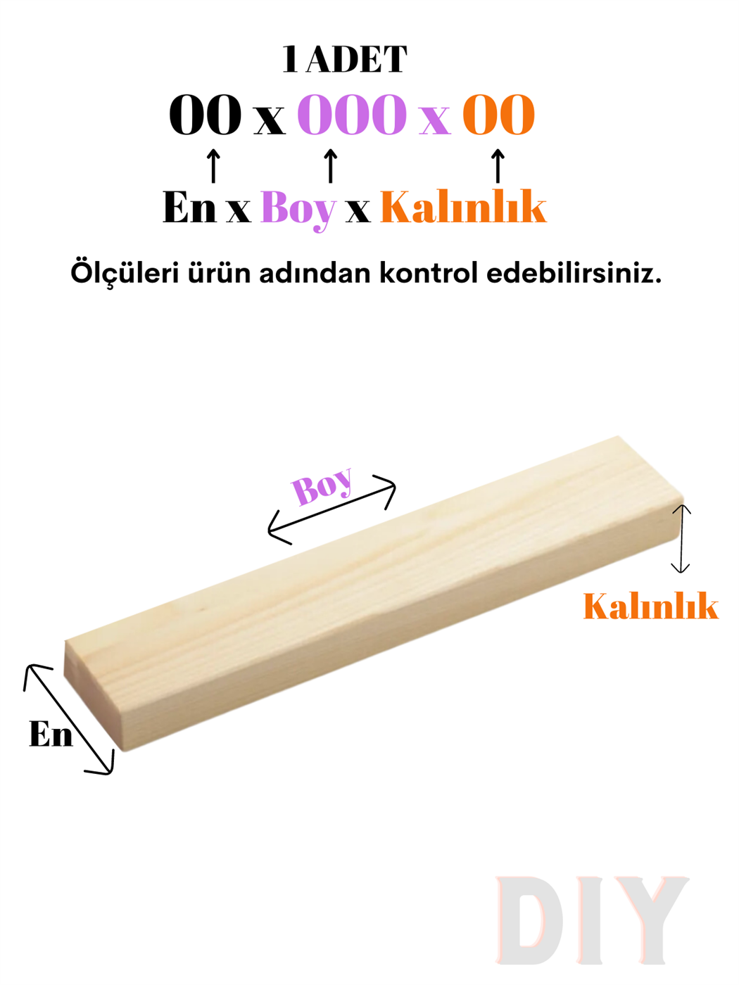 Ahşap Plaka, Ahşap Masif Panel, Ölçü 6x30x2cm (ENxBOYxKALINLIK) Hobi, Dekor, IH