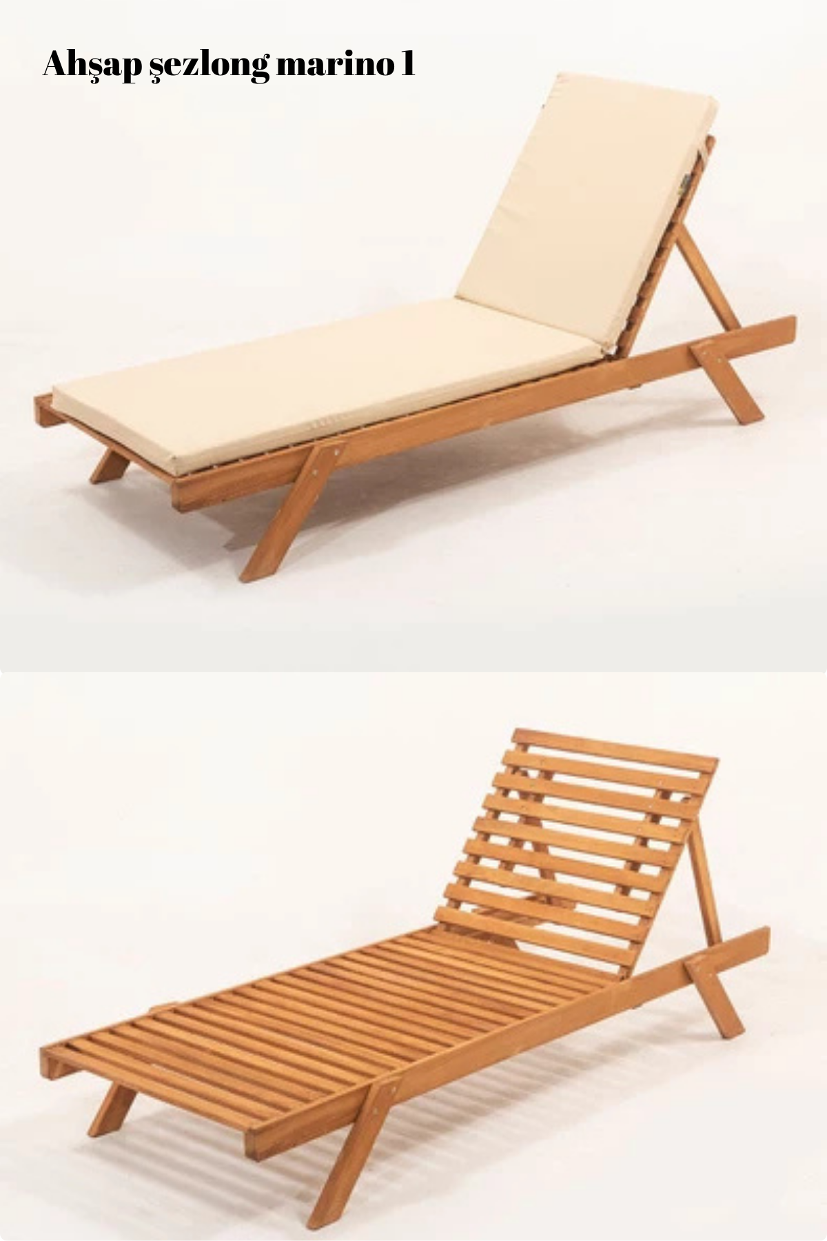 Ahşap şezlong Plaj Şezlongu Minderli Şezlong Havuz Şezlong Bushop Marimo 1
