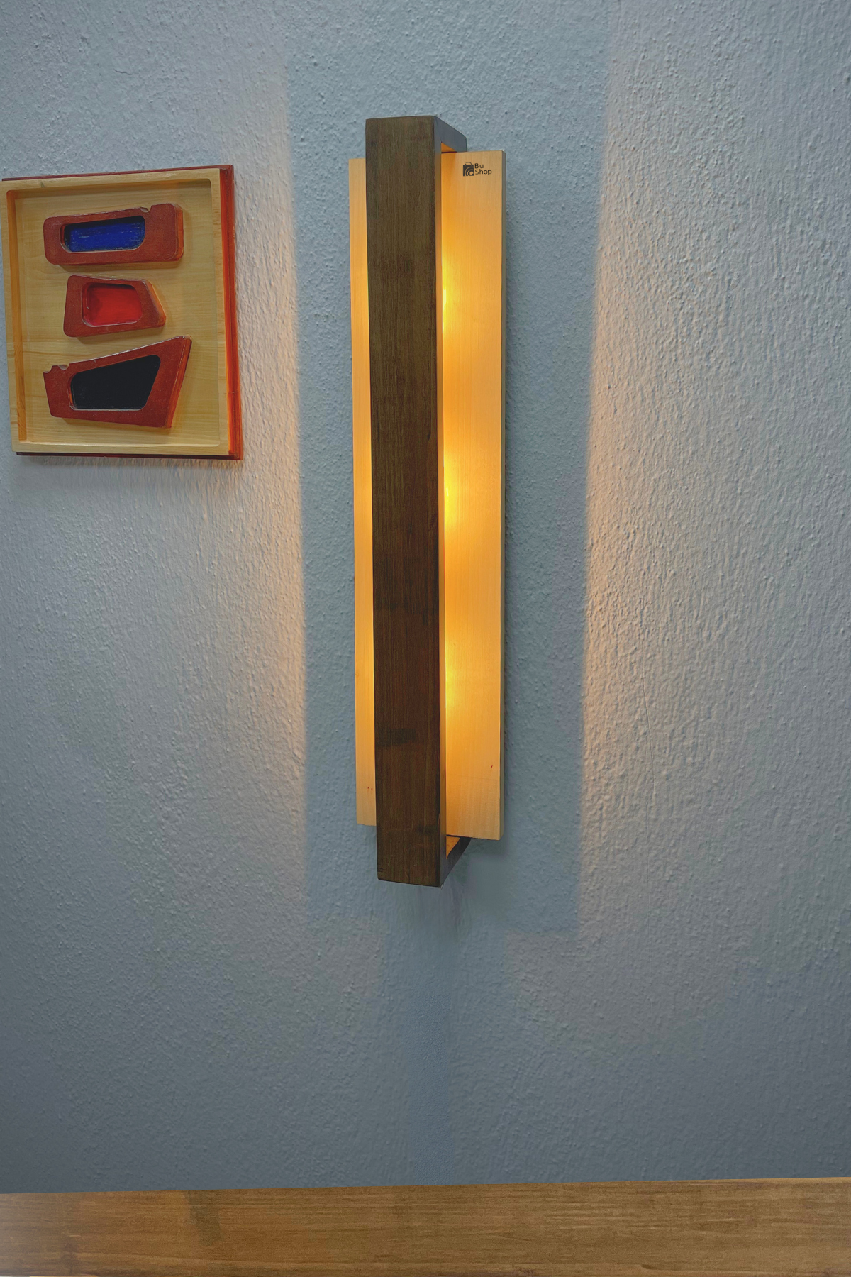 Ahşap aplik duvar lambası 63cm Dekoratif ışık yansıtma Çok amaçlı kullanım Zemin Duvar Yatay Dikey