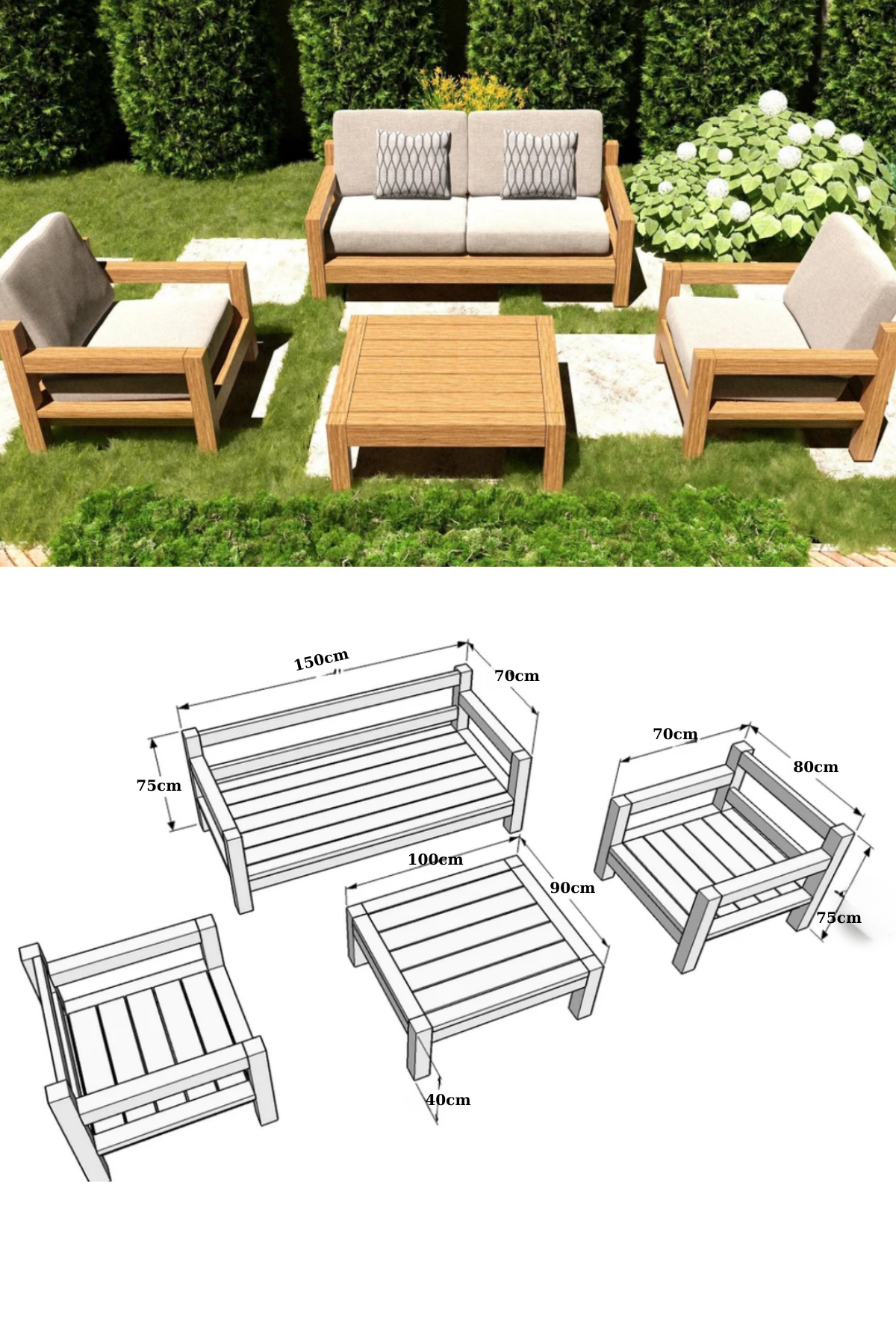 Ahşap Bahçe Oturma Grubu Bahçe & Balkon takımı Arden