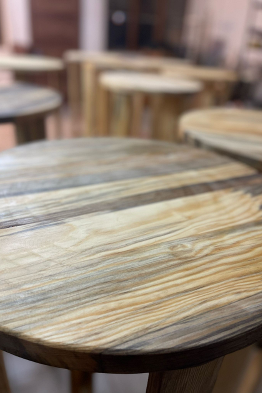 Bistro Masa Ahşap Yuvarlak Bar Masası