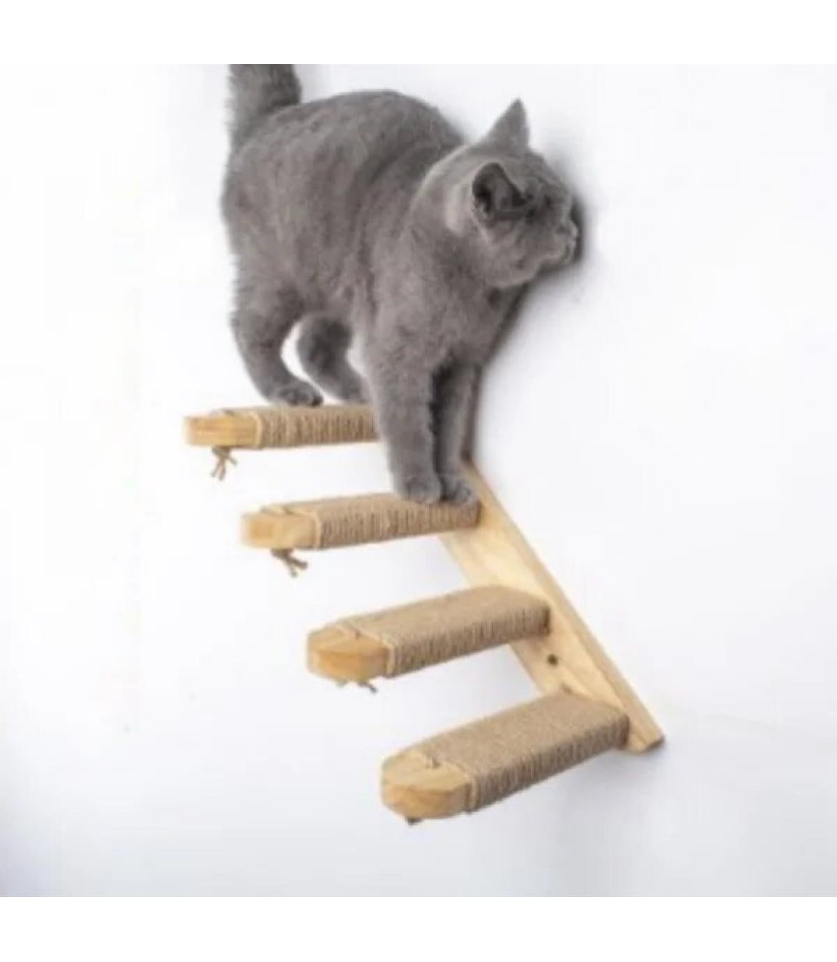 Doğal Kedi Tırmanma ve Tırmalama Merdiveni Ahşap tasarım Duvara Monte Sağ Model
