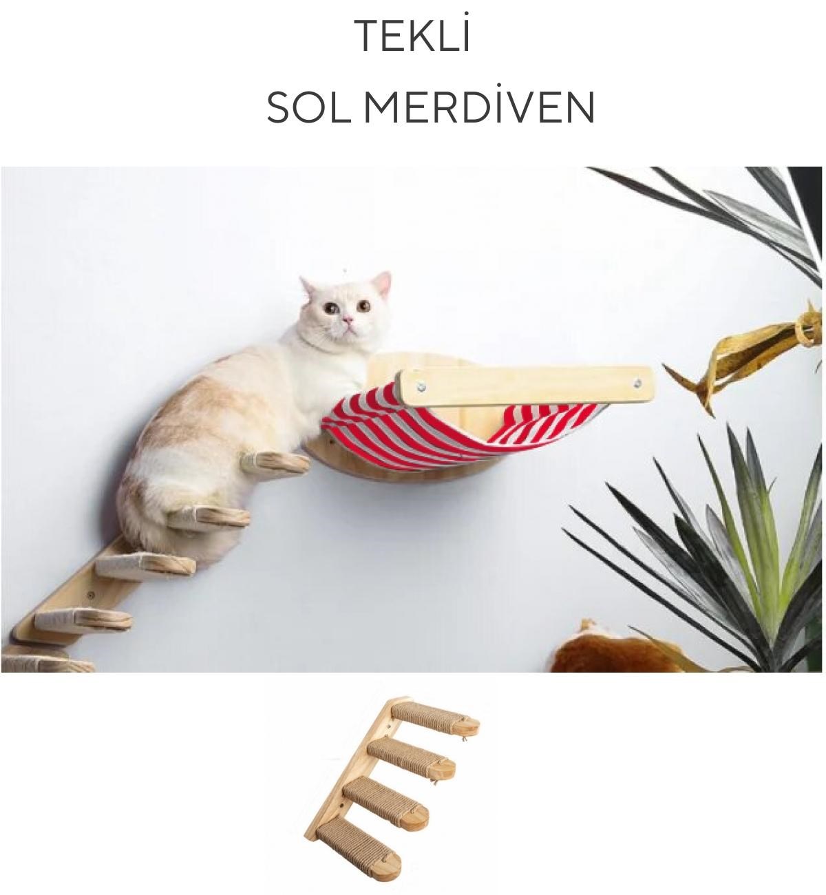 Kedi Yatağı, Kedi Yuvası, ve Kedi duvar yatağı, Kedi hamağı, + Sol Tip Kedi Tırmanma Merdiveni, 2li Ahşap Mode
