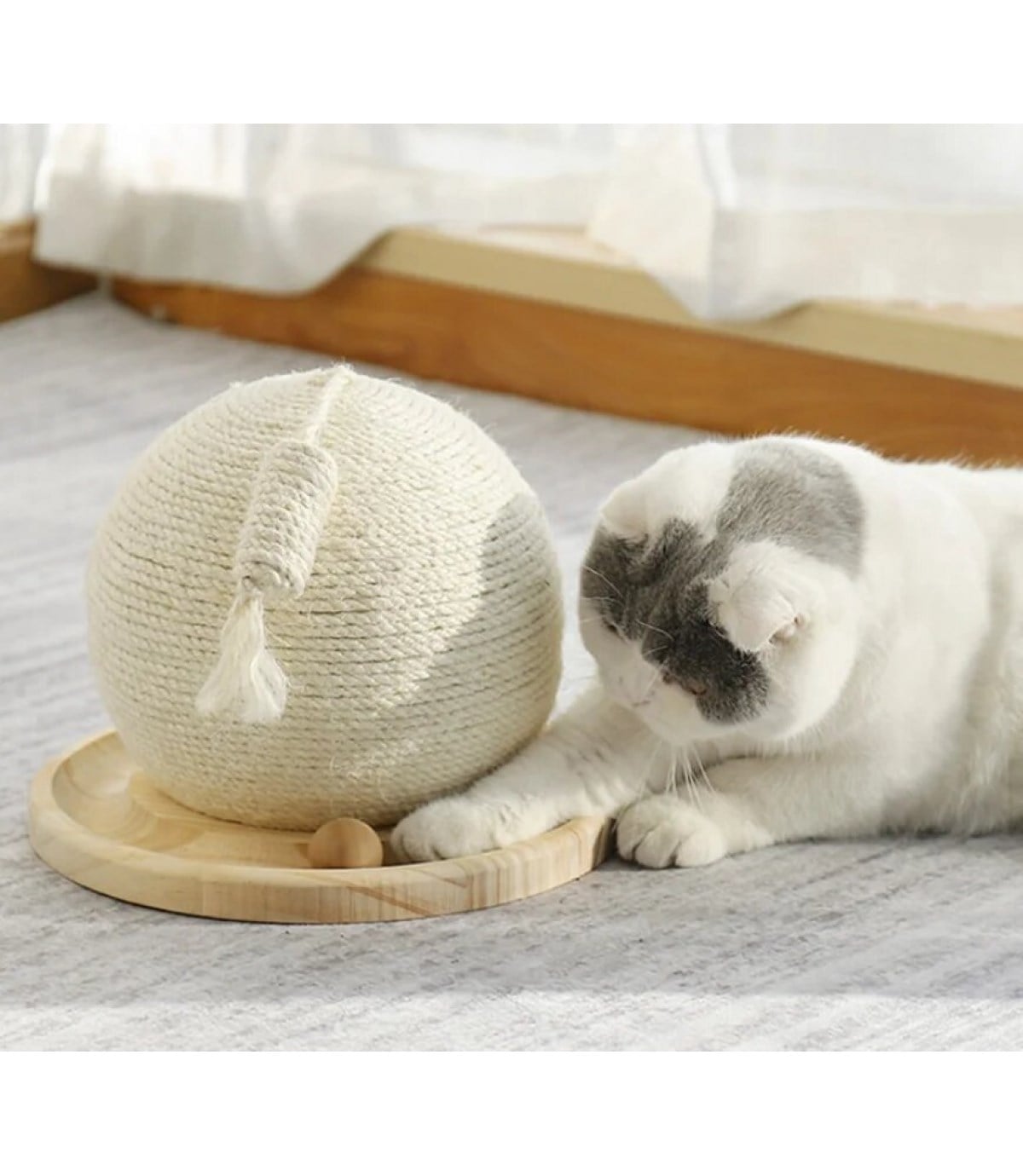 Evcil hayvan pati kaşıma oyuncağı BuShop Tırmanma ipinden hasır top