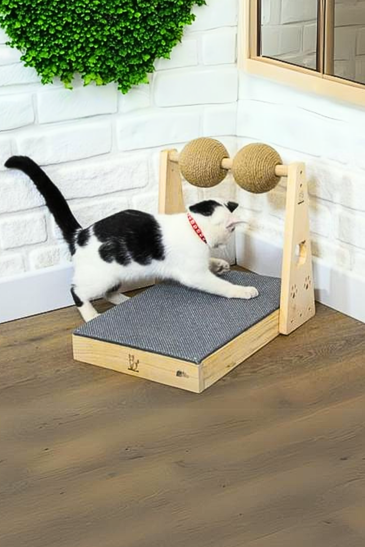 İki Toplu Kedi TIrmalama Oyuncağı BuShop Dönebilen Kaşıma Topları Düz Zemin
