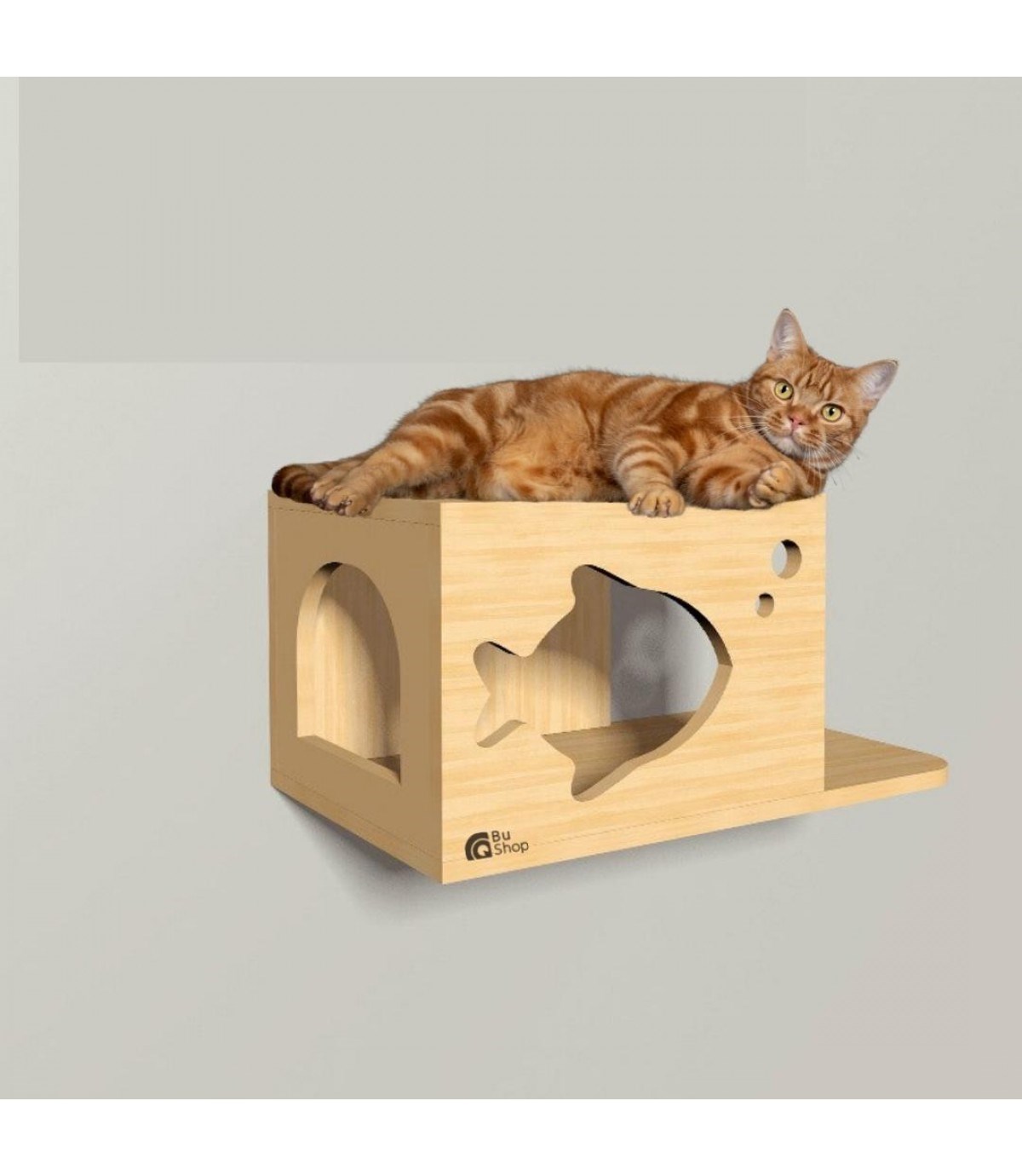 Kedi duvar rafı  Kedi atlama platrofmu  Lüx  Ahşap BuShop Doğal Tasarım Shark modeli 
