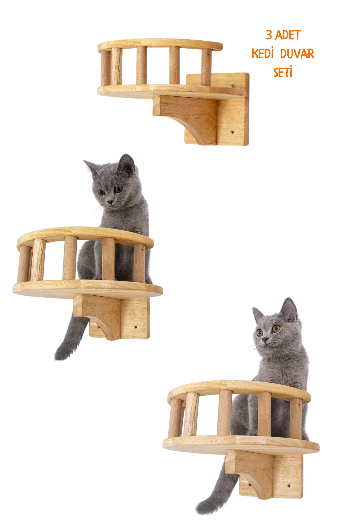 Kedi duvar yatağı Kedi duvar parkuru Kedi duvar rafı Kedi duvar oyun alanı Patiyol 3 parça Hadrian Series