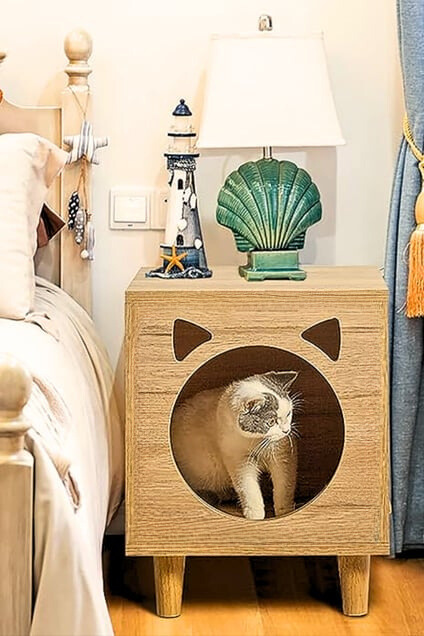 Küçük Kedi Evi Kedi Yatağı Yan Sehpa Komodin Sehpa Kedi Yataklı Kedi Yatak Odası Çok yönlü kullanım