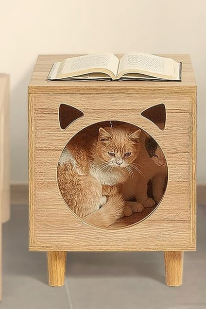 Küçük Kedi Evi Kedi Yatağı Yan Sehpa Komodin Sehpa Kedi Yataklı Kedi Yatak Odası Çok yönlü kullanım