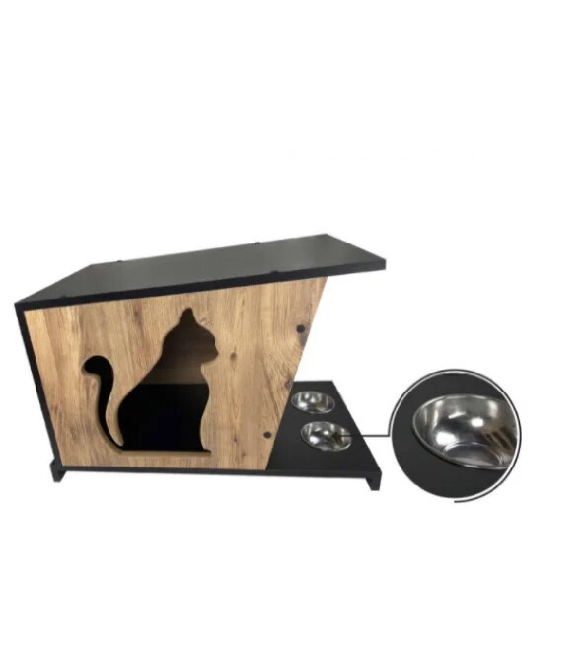 Kedi Evi Dekoratif BuShop ve rahat kedi köpek evi iki adet paslanmaz mama kasesi hediyeli