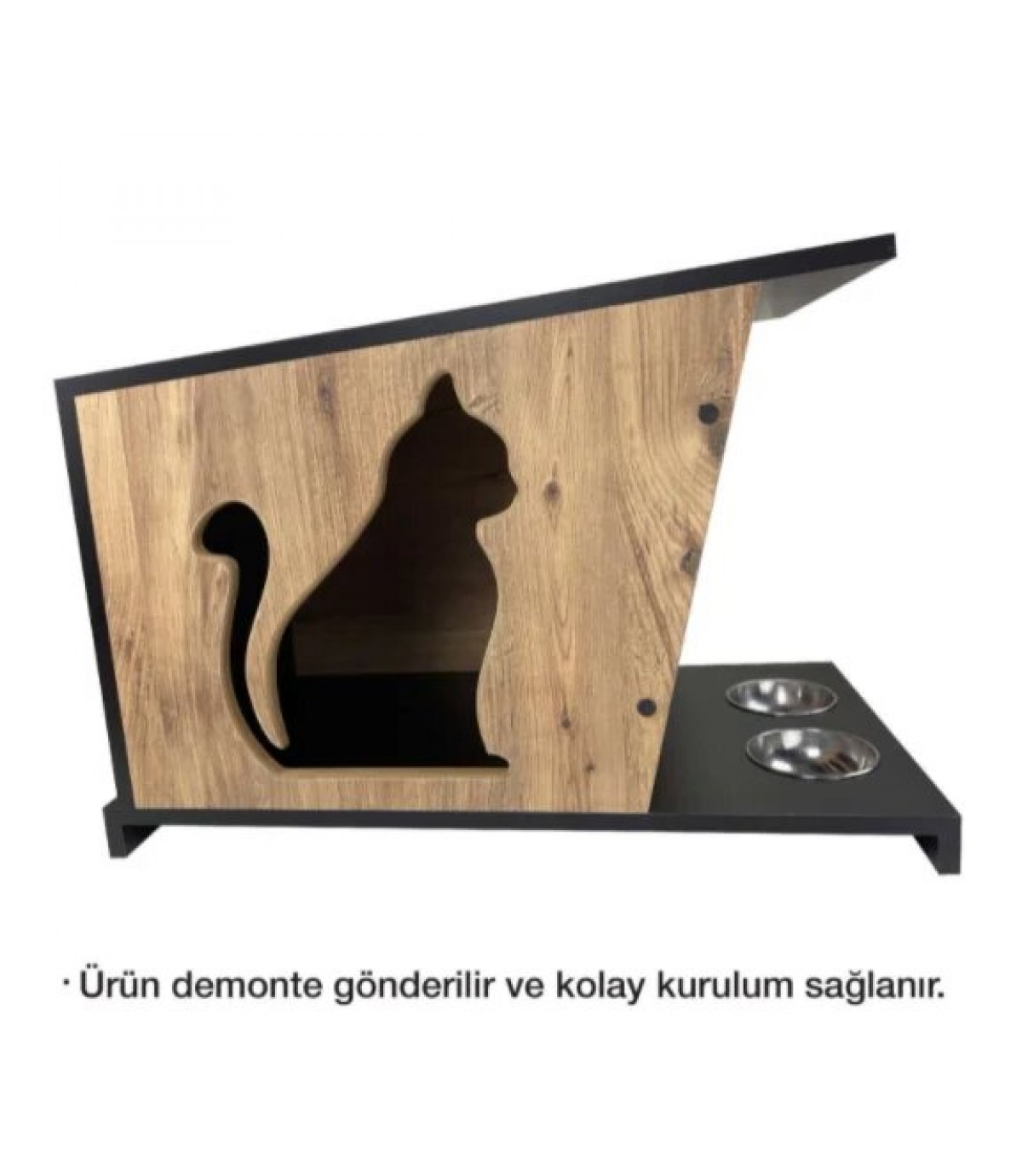 Kedi Evi Dekoratif BuShop ve rahat kedi köpek evi iki adet paslanmaz mama kasesi hediyeli