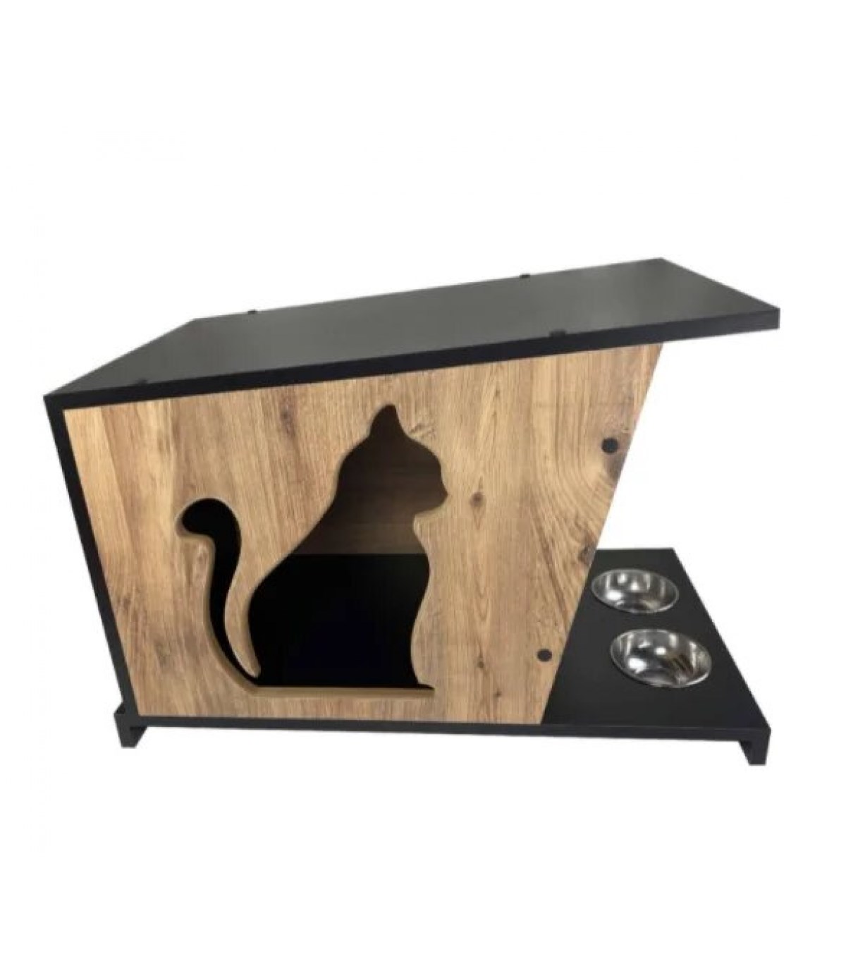Kedi Evi Dekoratif BuShop ve rahat kedi köpek evi iki adet paslanmaz mama kasesi hediyeli