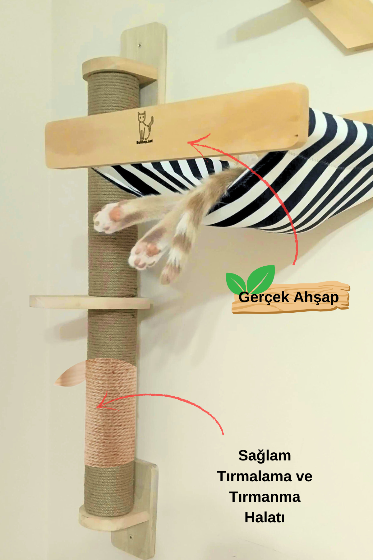  Kedi Yuvası, Kedi Yatağı, ve Kedi duvar yatağı, Kedi hamağı, Ahşap Modern kedi yatağı, BuShop Red Odin Serisi 