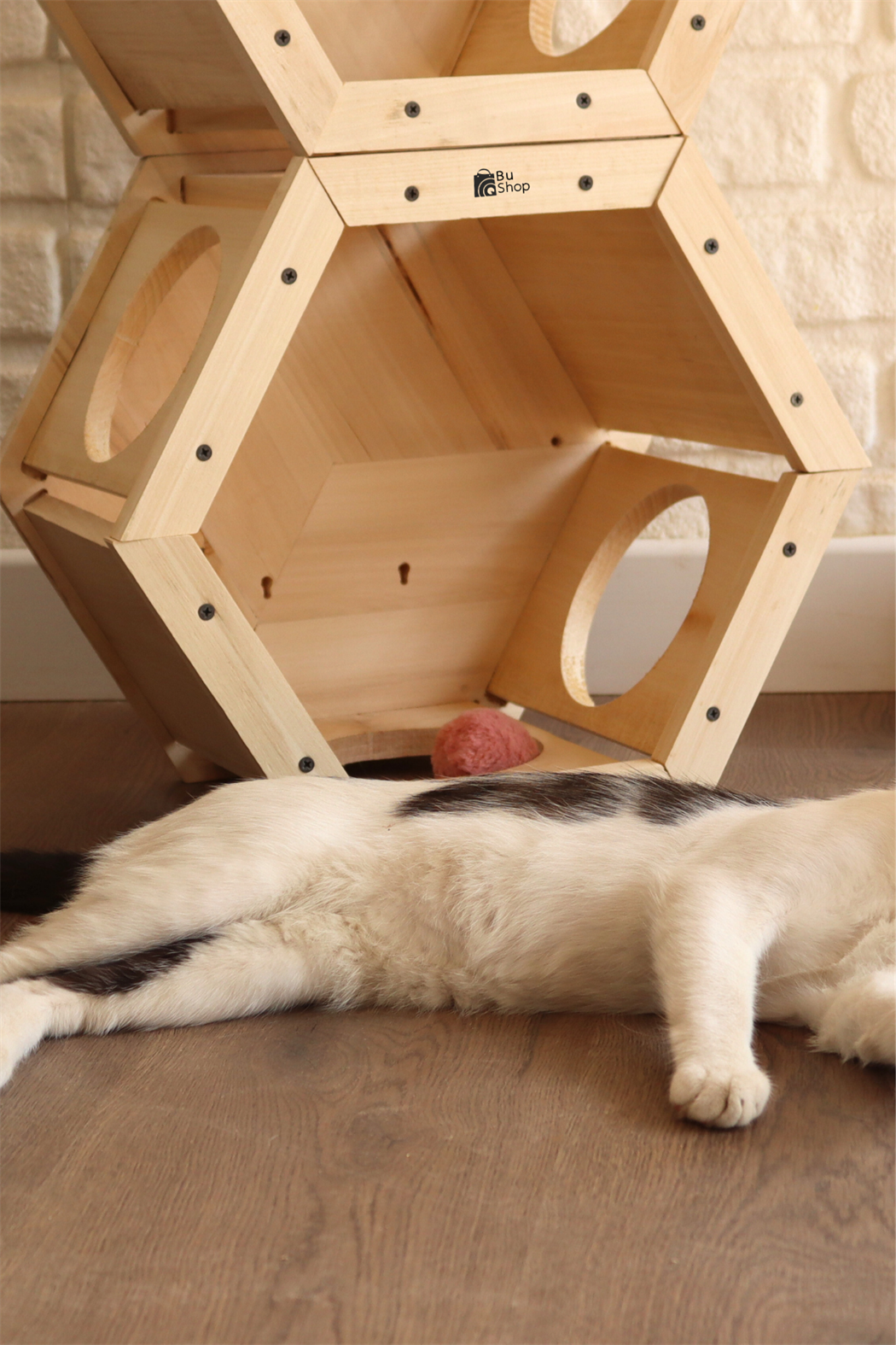 Kedi evi ,Kedi Yuvası, İkili Kedi Kulübesi seti, Kedi Oyun Parkuru Oluştur, Petek Model BuShop